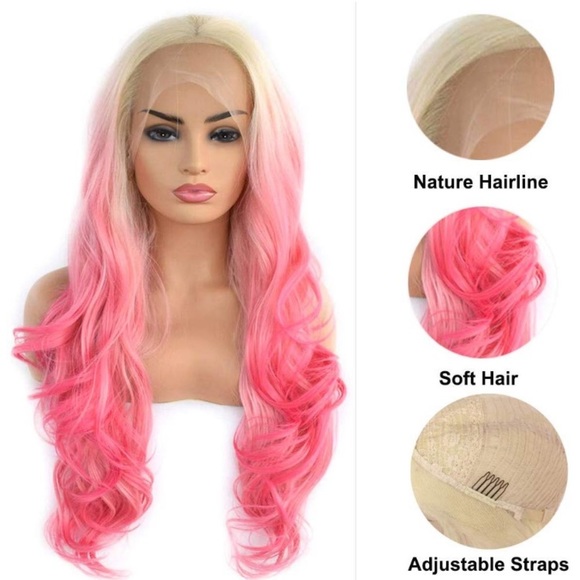 Accessories | 24 Hot Pink Ombr Curly Lace Front Wig New  display picture 3